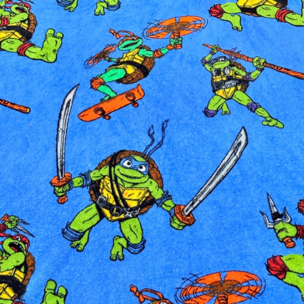 TMNT Mutant Mayhem Plush Throw Blanket Blue Nickelodeon Ninja Turtles 44x58